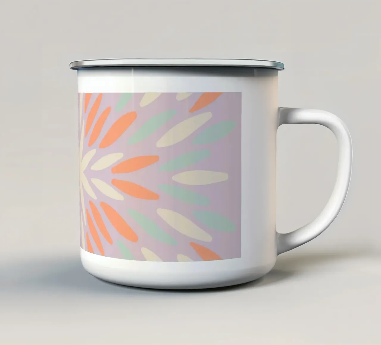 Petal burst - rosa pastello, menta e arancione tazza in smalto da Wackapacka