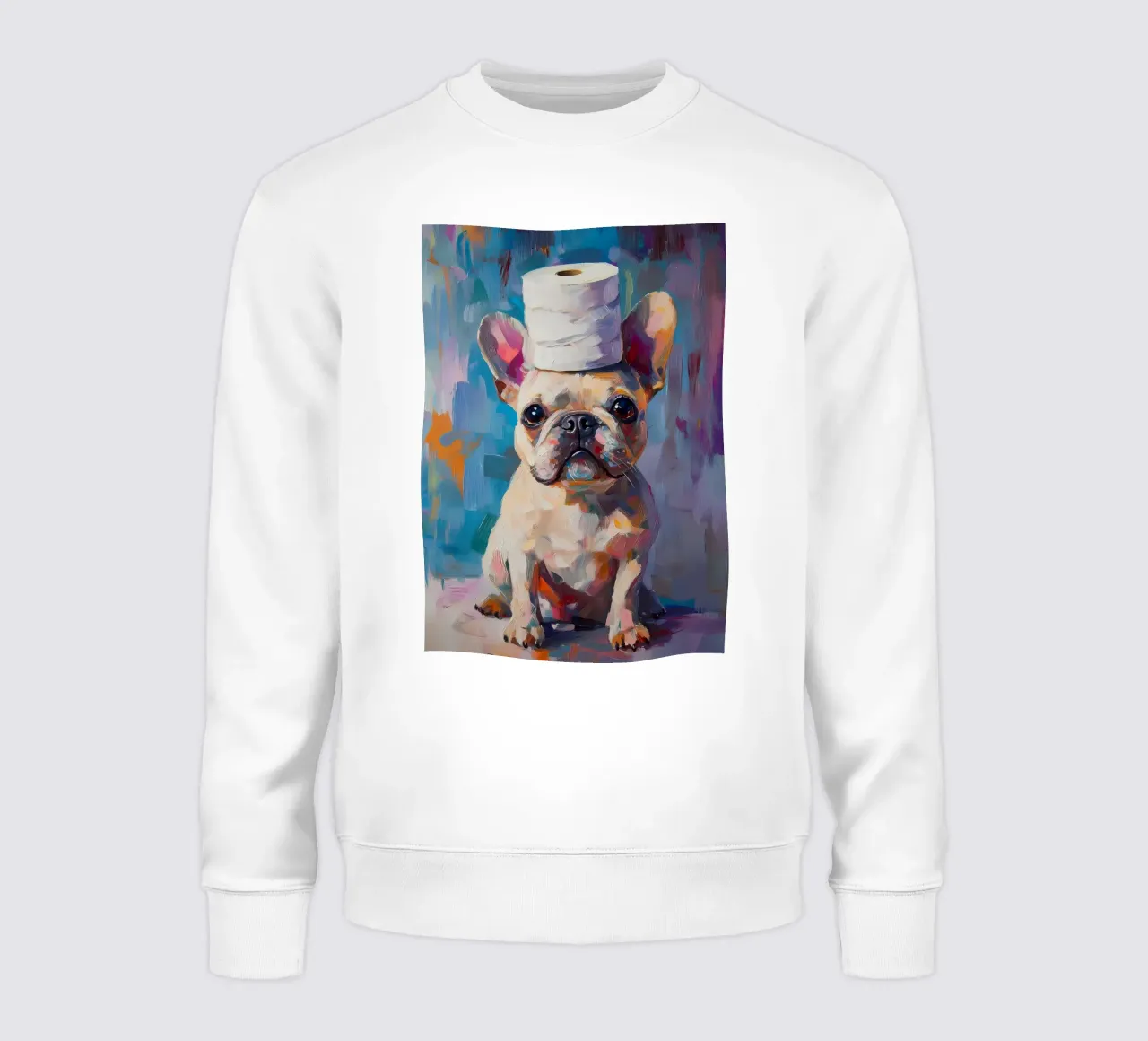 Bulldog francese con cappello di carta igienica felpa da Ginnery