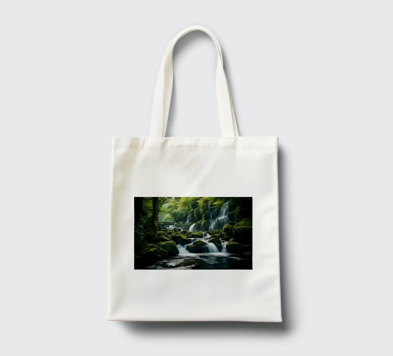 Waterfall in Forest Nature tote bag by Mikesell