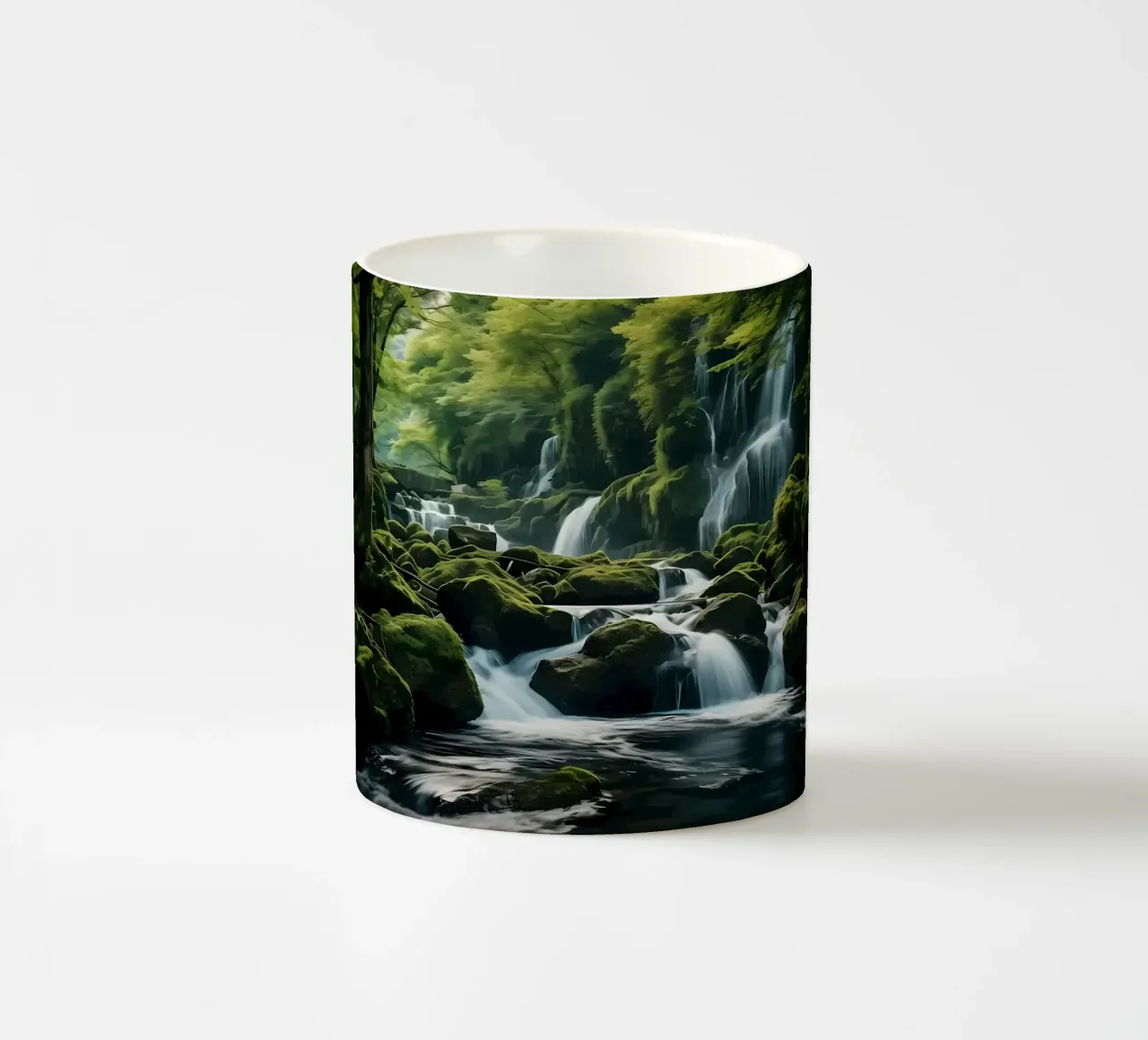 Cascata nella natura della foresta tazza in ceramica da Mikesell