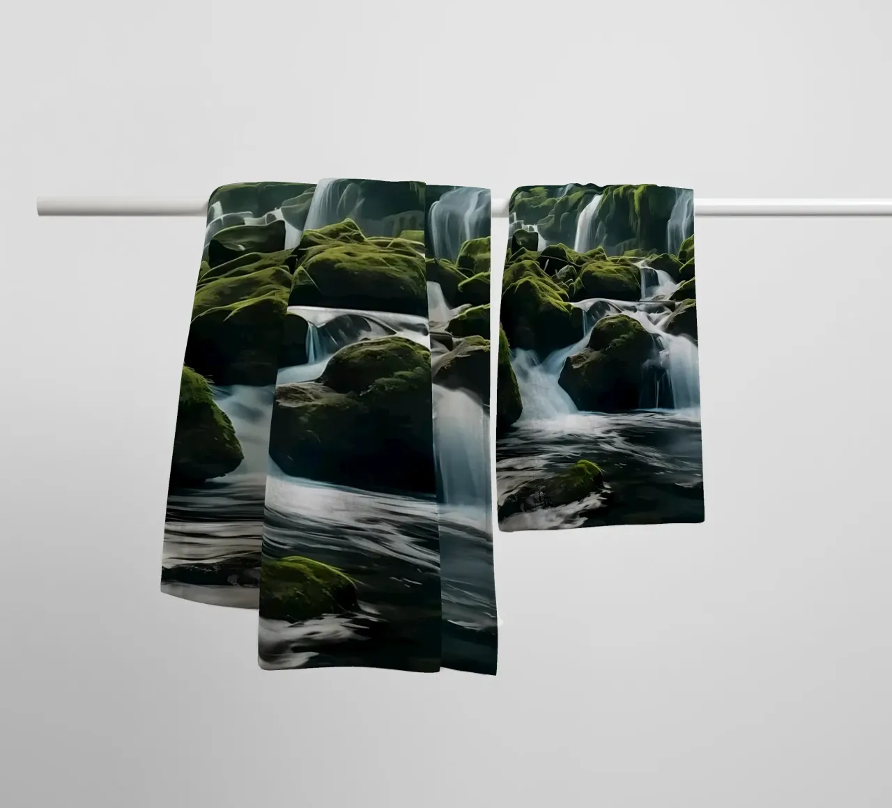 Waterfall in Forest Nature towel by Mikesell