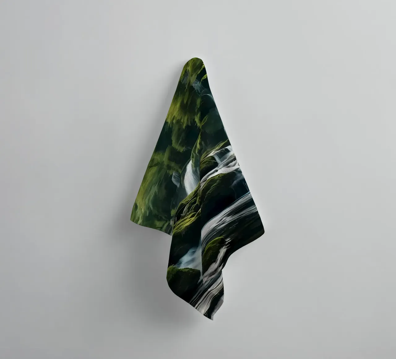 Waterfall in Forest Nature towel by Mikesell