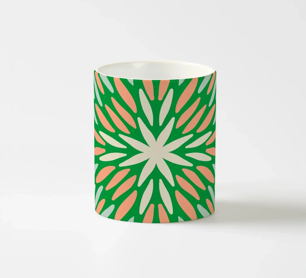 Scoppio di petali - verde, arancione, blu tazza in ceramica da Wackapacka