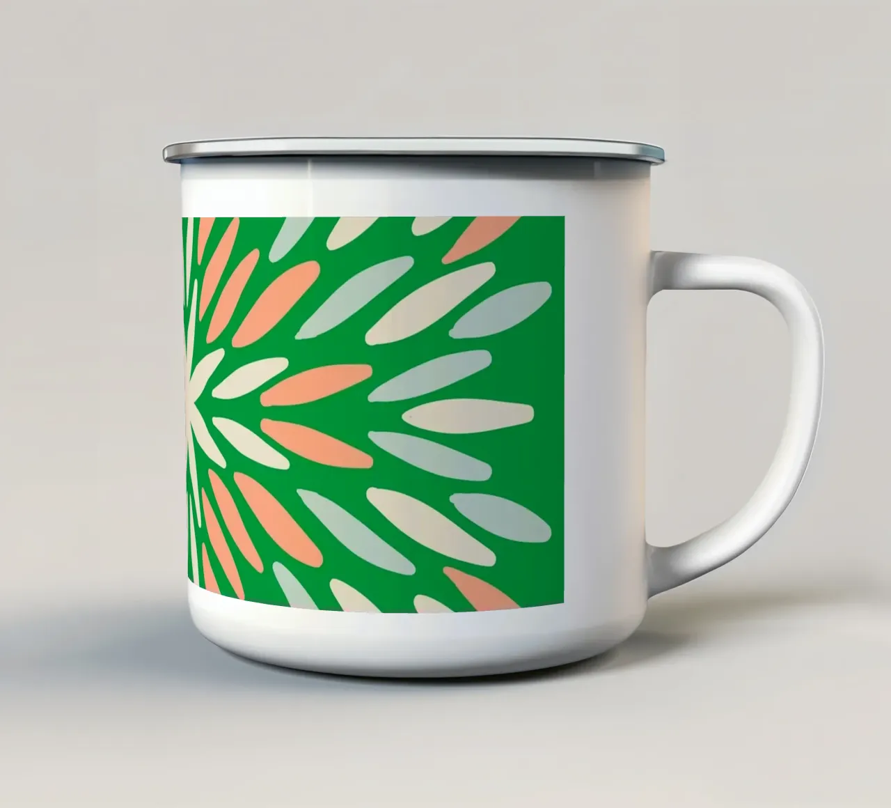 Scoppio di petali - verde, arancione, blu tazza in smalto da Wackapacka