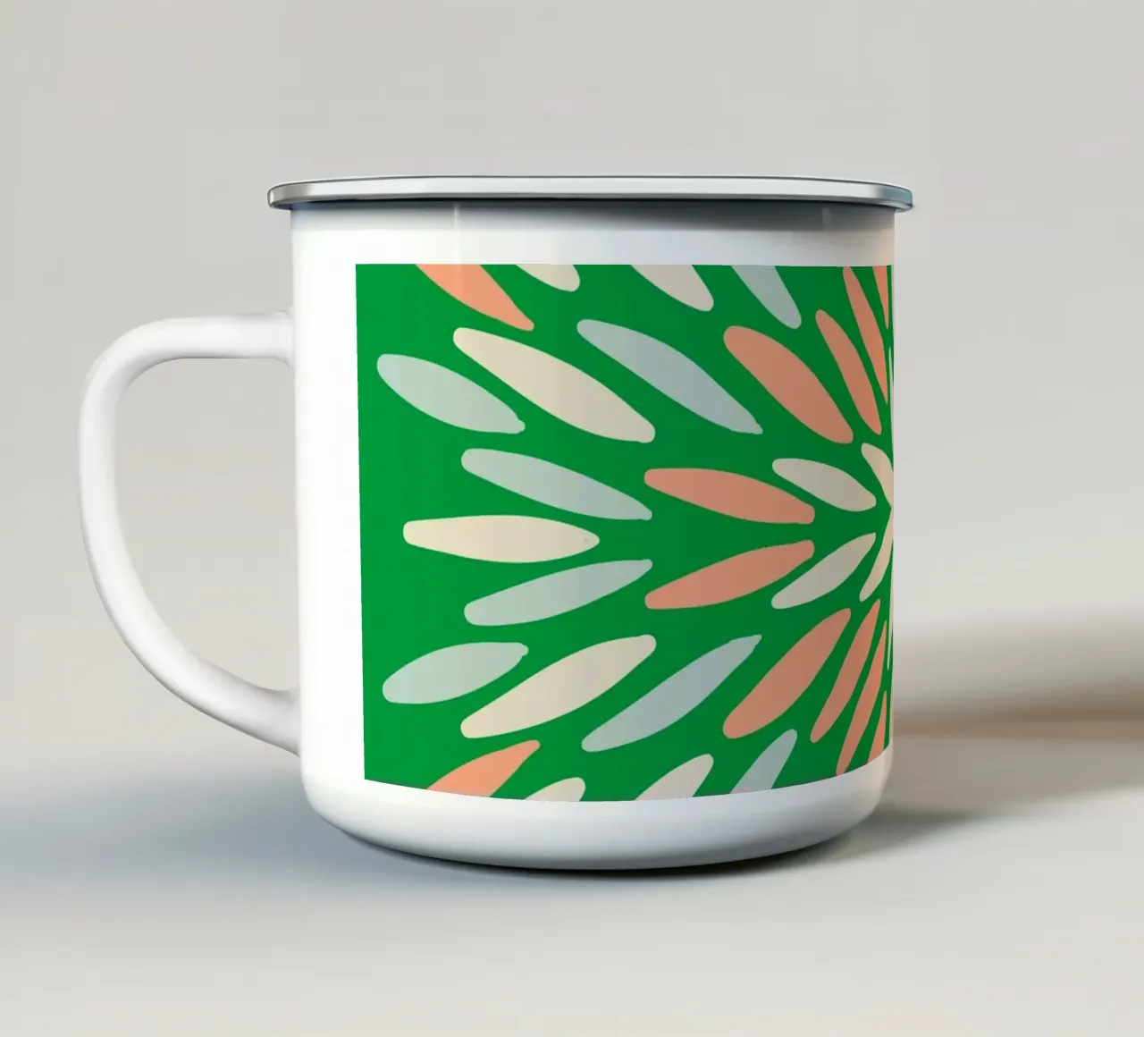 Scoppio di petali - verde, arancione, blu tazza in smalto da Wackapacka