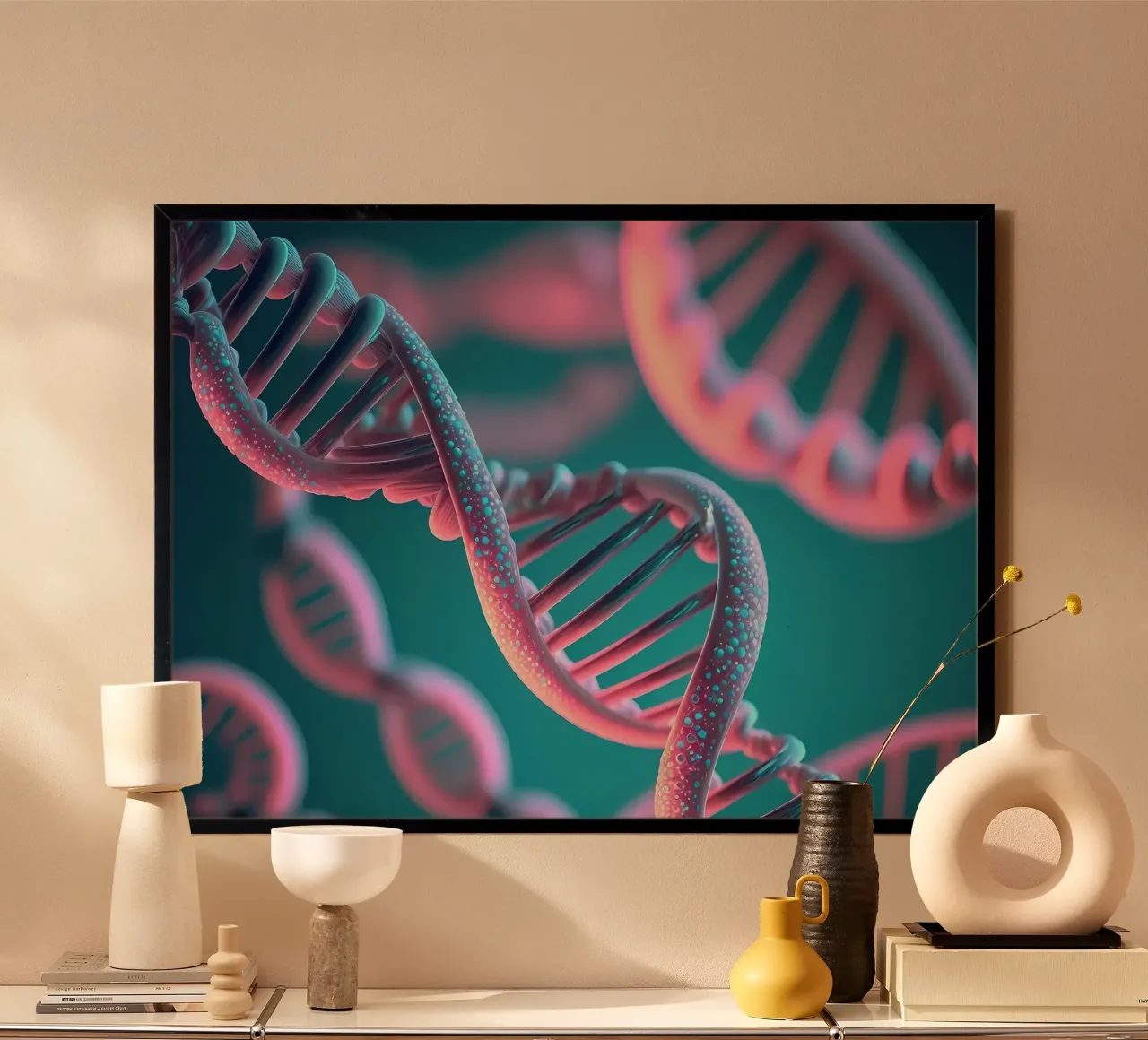 DNA genetico Natura Segreto poster con telaio in alluminio da Delaplane
