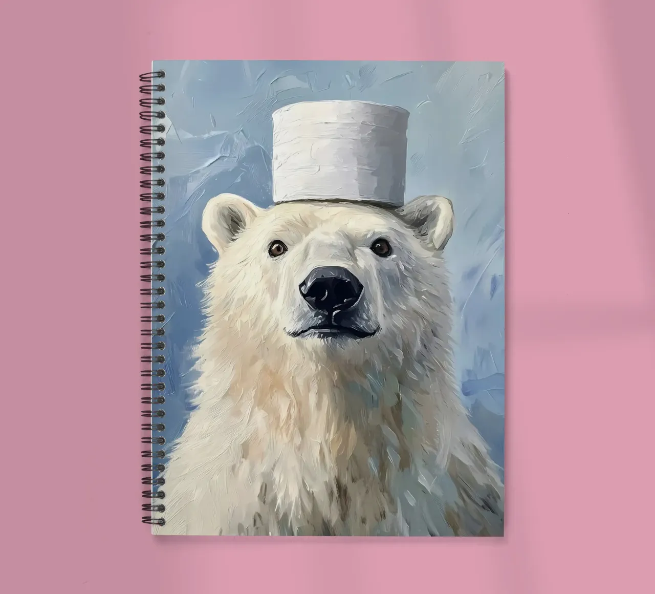 Polar Bear with Toilet Paper Hat spiral notebook by Ginnery