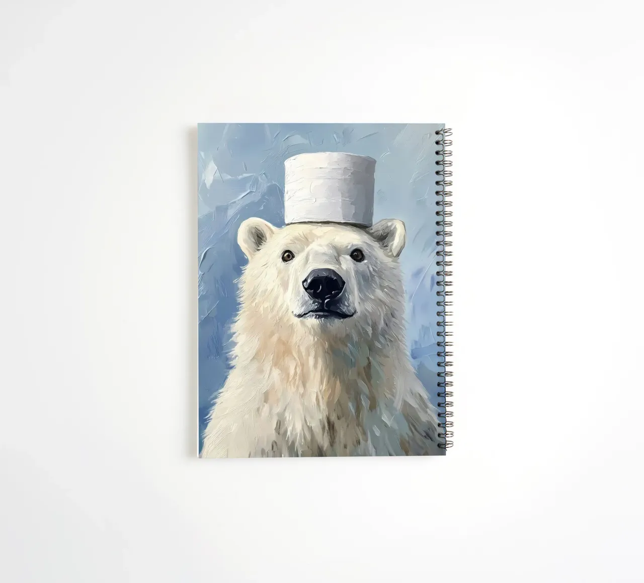 Polar Bear with Toilet Paper Hat spiral notebook by Ginnery
