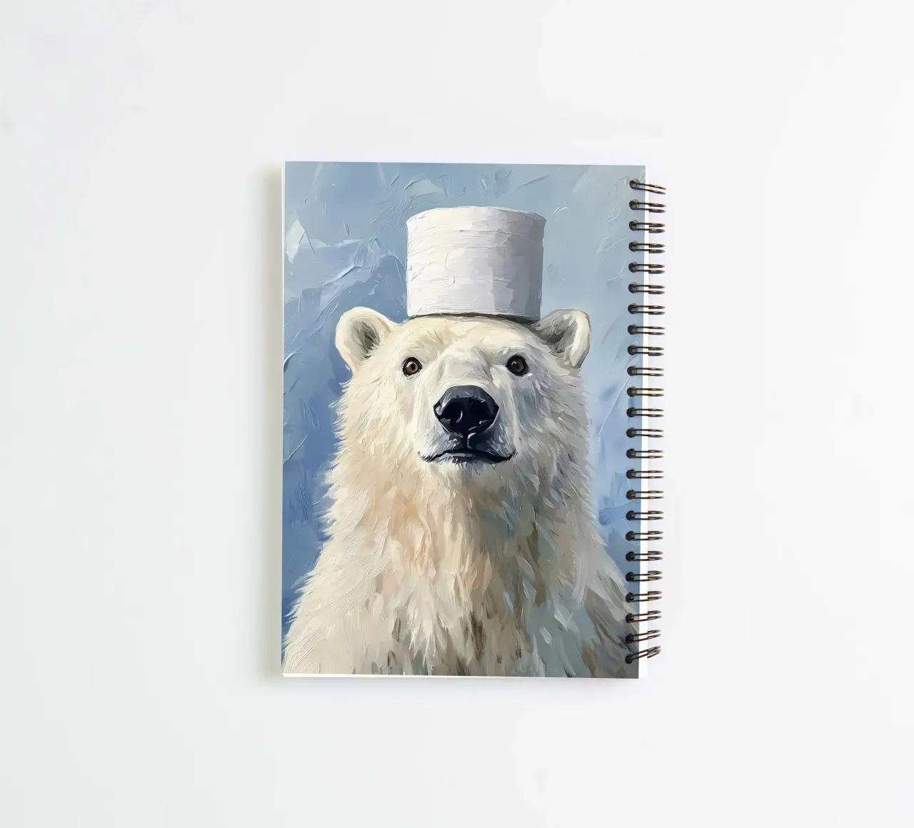 Polar Bear with Toilet Paper Hat spiral notebook by Ginnery