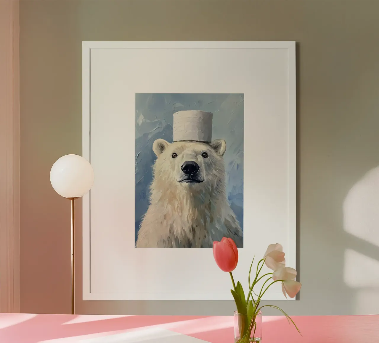 Orso polare con cappello di carta igienica poster da Ginnery