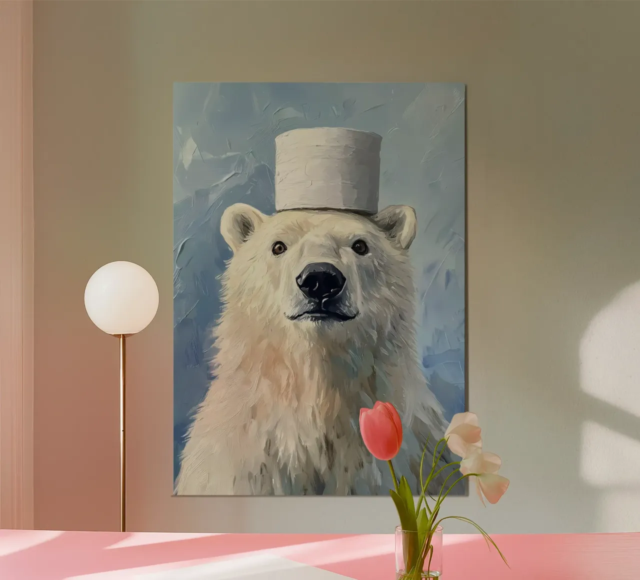 Orso polare con cappello di carta igienica poster da Ginnery
