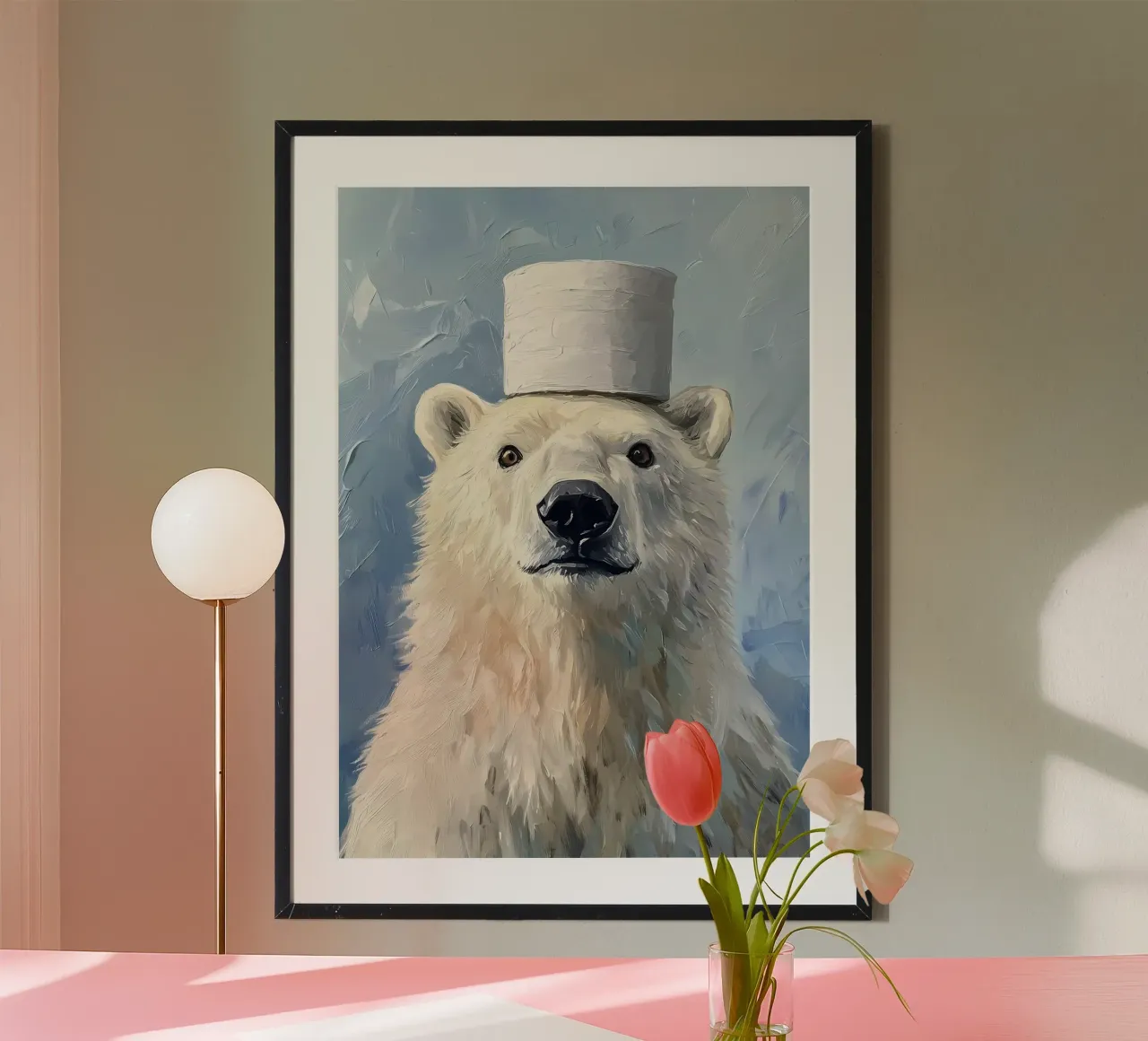 Orso polare con cappello di carta igienica poster da Ginnery