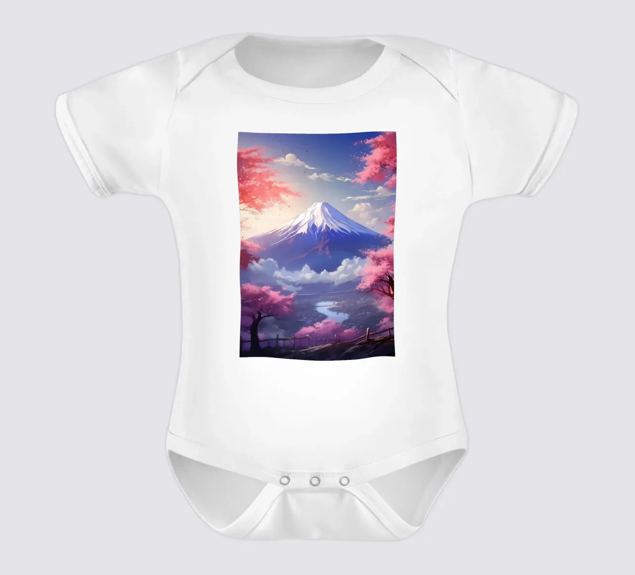 Cherry Blossom Japan Art short-sleeve baby romper by Mikesell