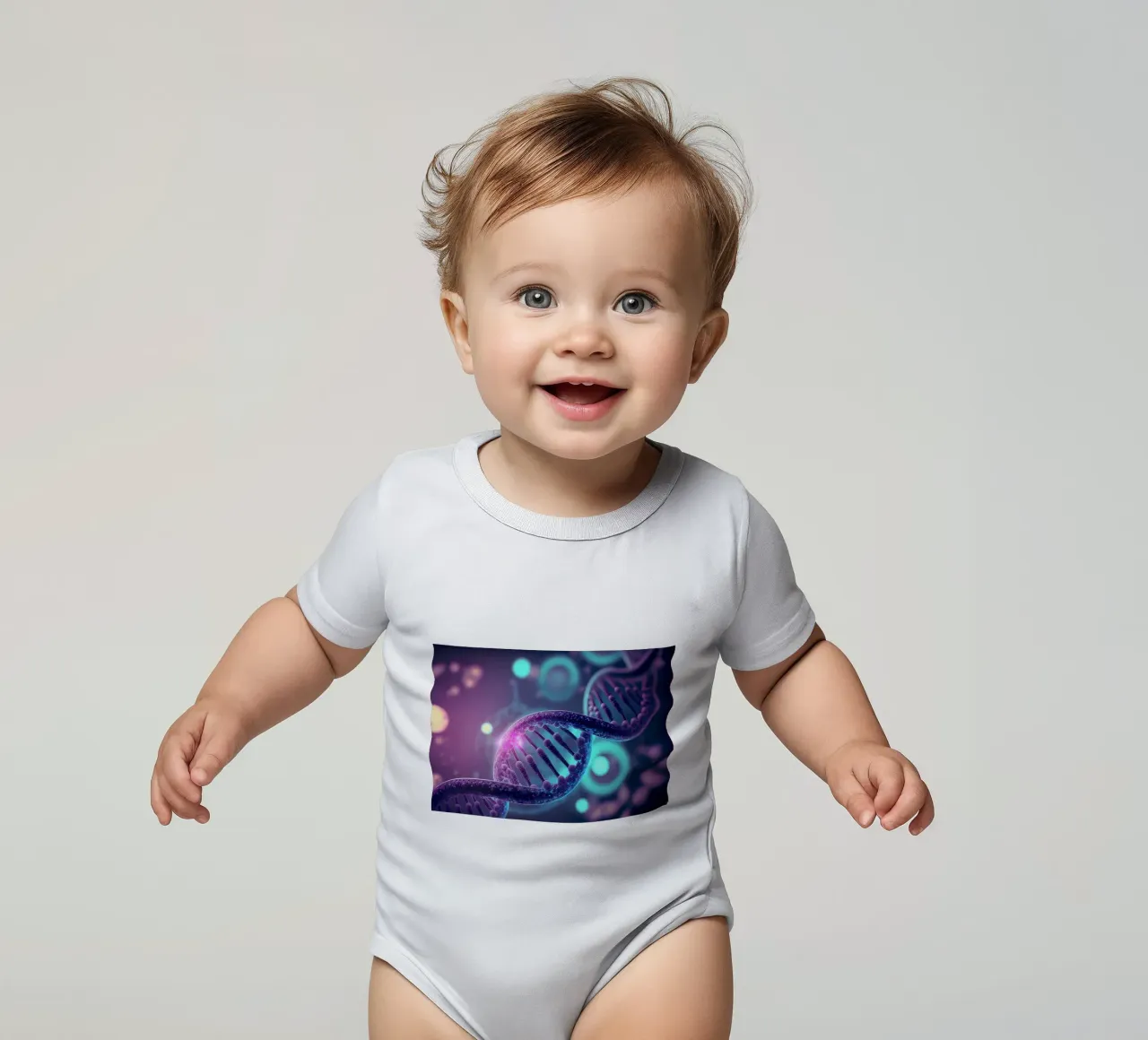 Unveiling Genetic Mysterie short-sleeve baby romper by Delaplane