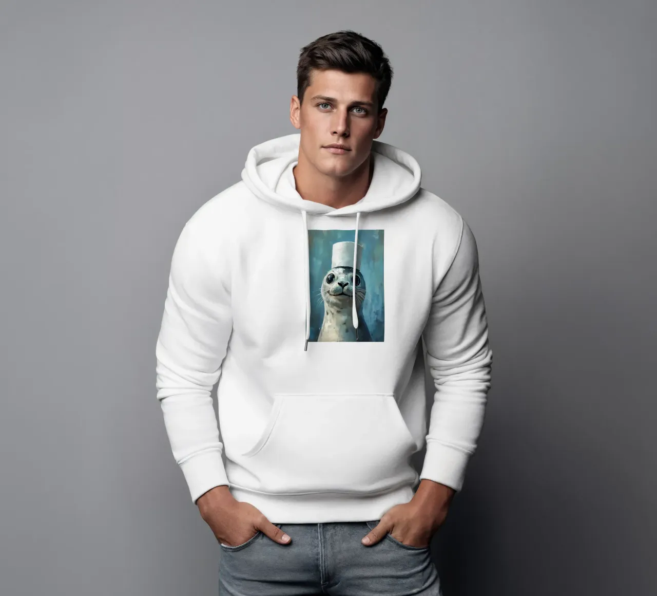 Sigillo in un cappello felpa con cappuccio da Ginnery