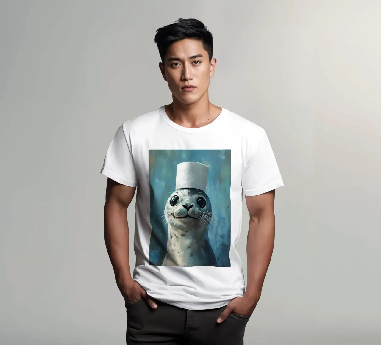 Sigillo in un cappello t-shirt da Ginnery
