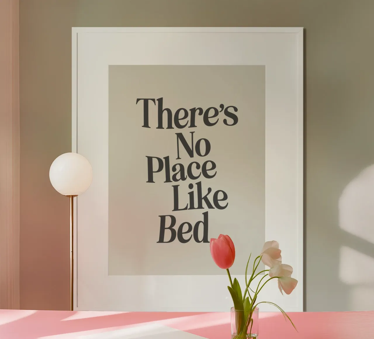 Theres No Place Like Bed Accogliente tipografia minimalista retrò carta hahnemühle da THE MOTIVATED TYPE