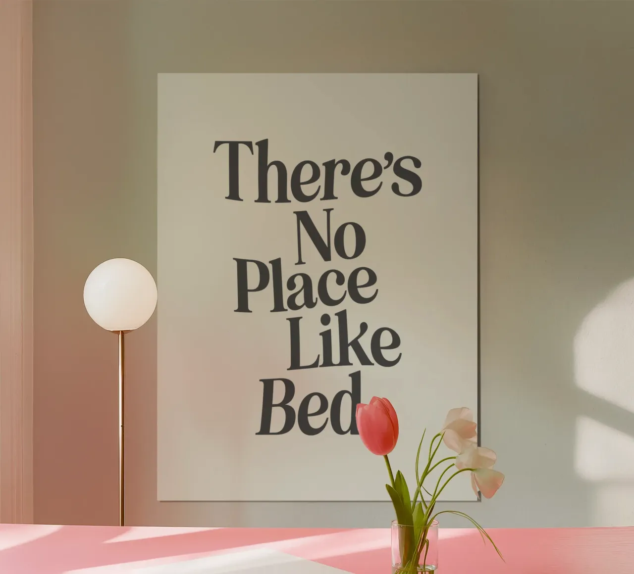 Theres No Place Like Bed Accogliente tipografia minimalista retrò carta hahnemühle da THE MOTIVATED TYPE