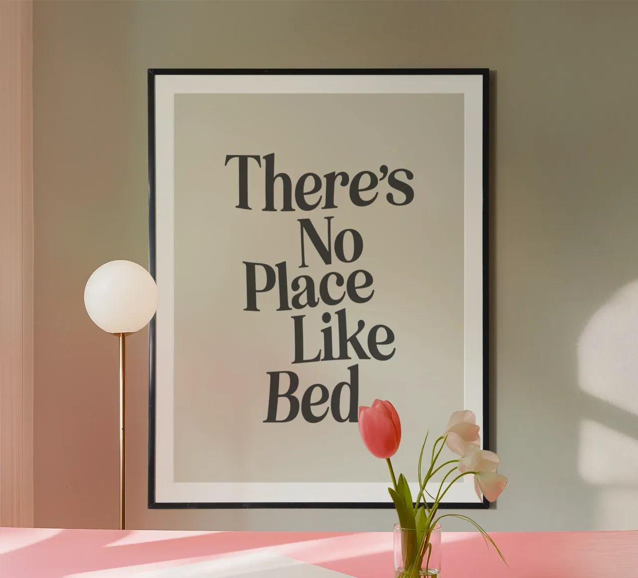 Theres No Place Like Bed Accogliente tipografia minimalista retrò carta hahnemühle da THE MOTIVATED TYPE