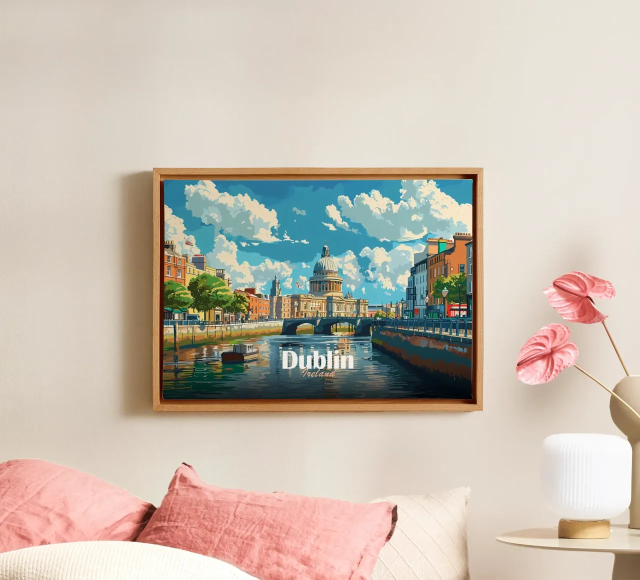 Stadsgezicht Dublin canvas met Baklijst van Ginnery