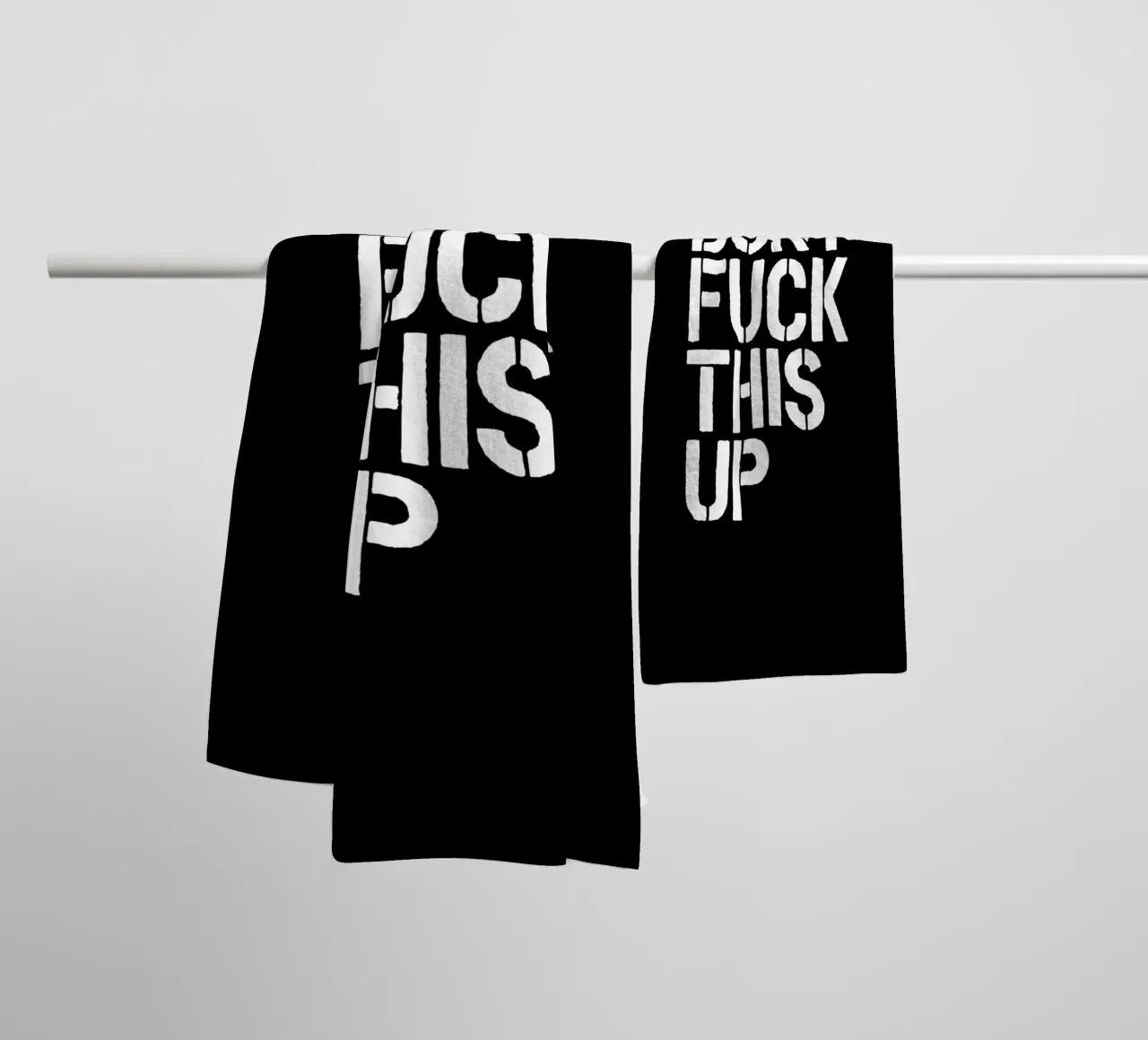 Don't Fuck This Up Bold Whimsical Stencil Typography Print towel by THE MOTIVATED TYPE