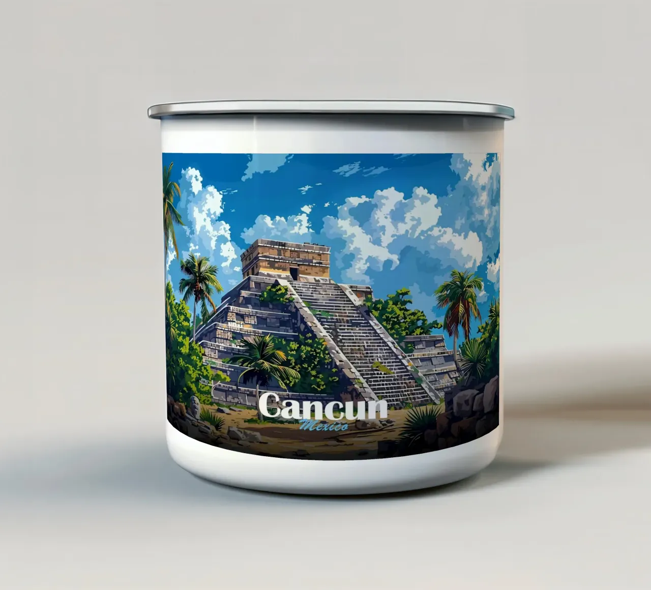Piramide Maya di Cancun tazza in smalto da Ginnery
