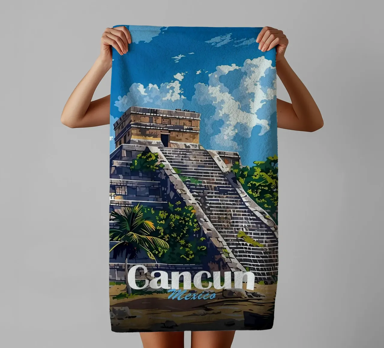 Pirámide Maya de Cancún toalla de baño de Ginnery