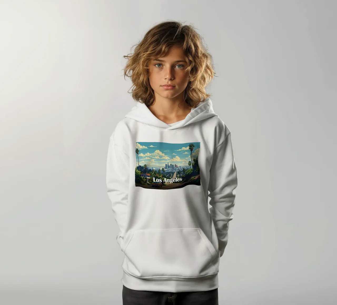 Los Angeles Skyline kids hoodie by Ginnery