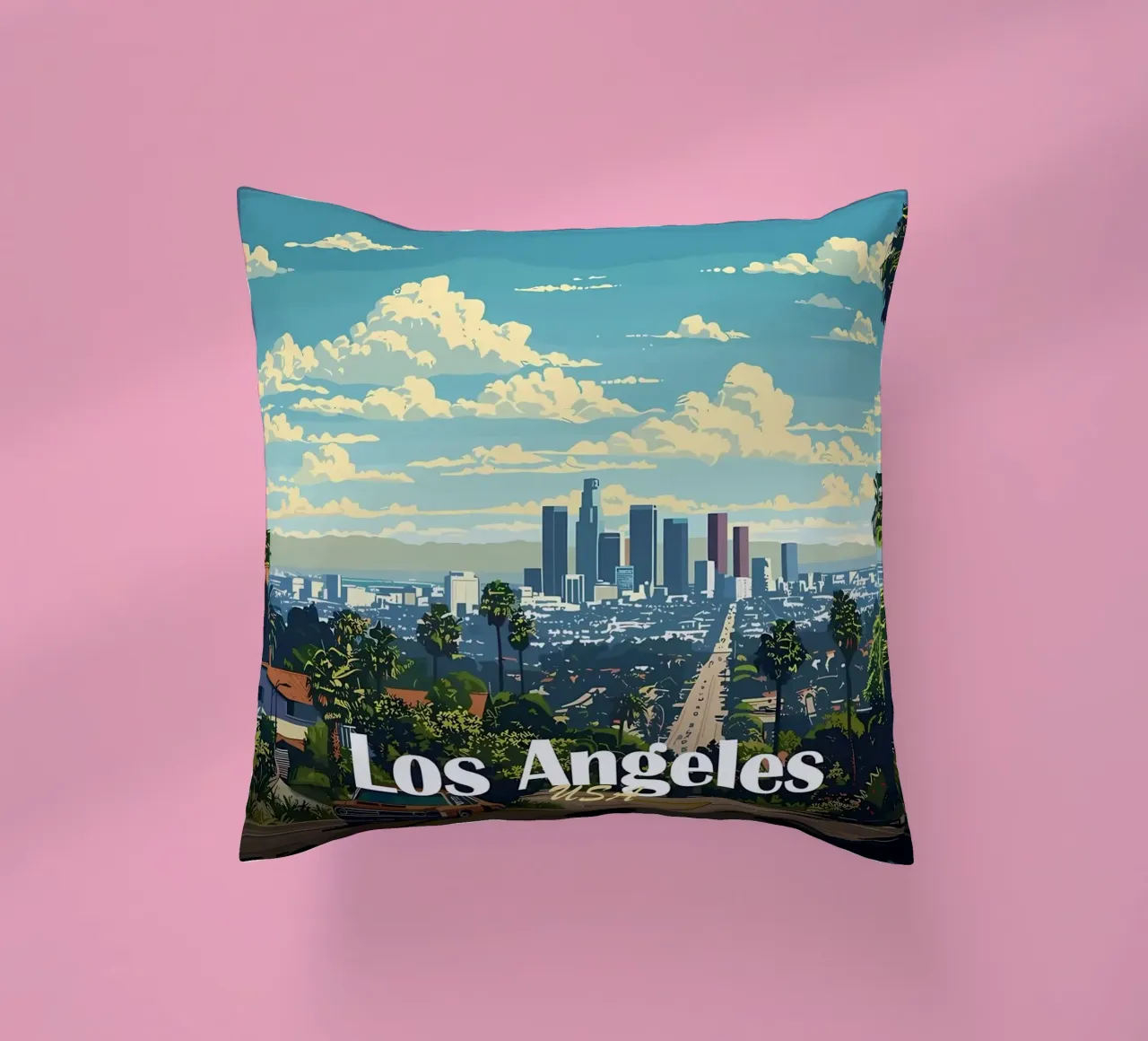 Skyline di Los Angeles cuscino da Ginnery