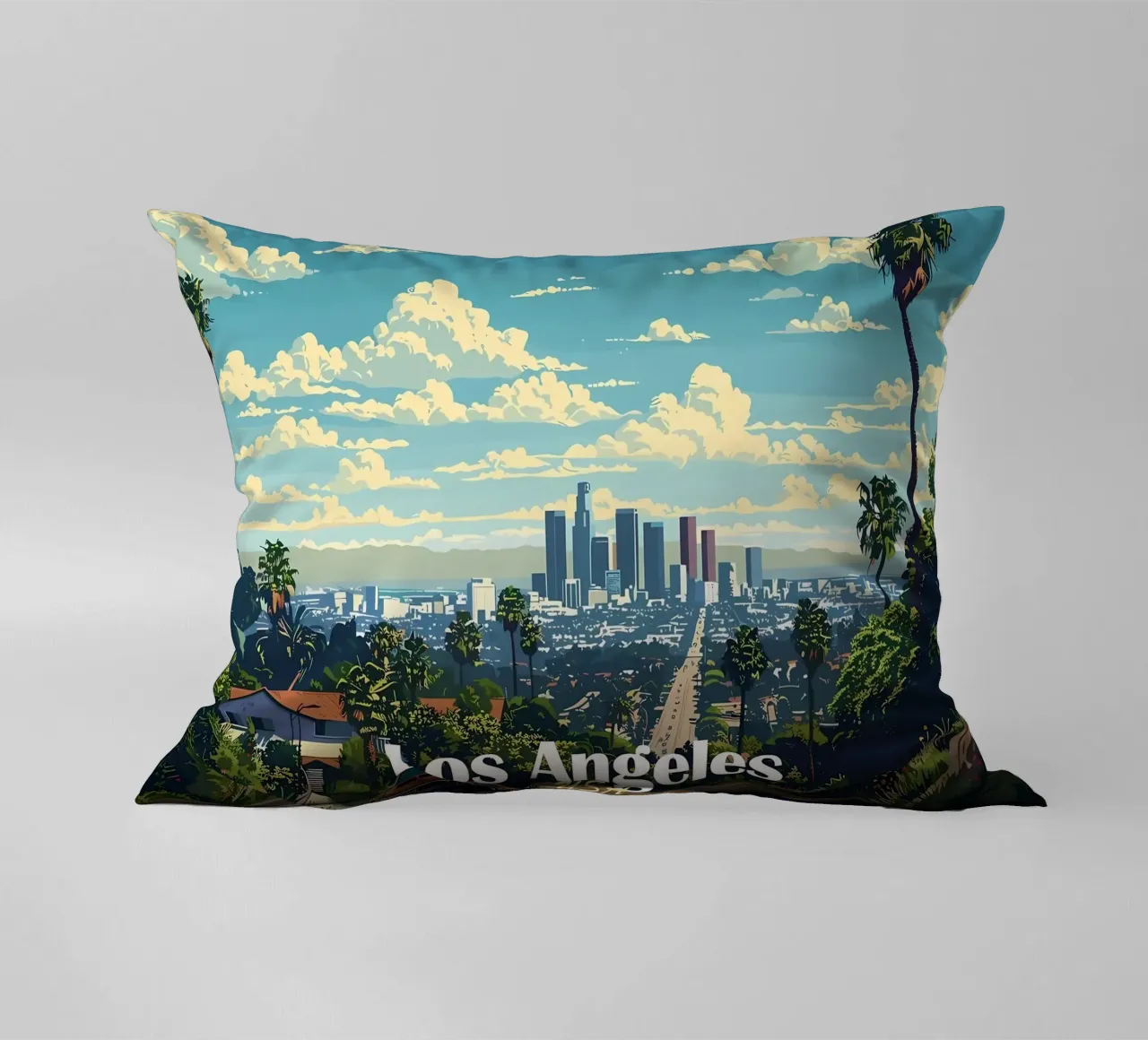 Skyline di Los Angeles cuscino da Ginnery