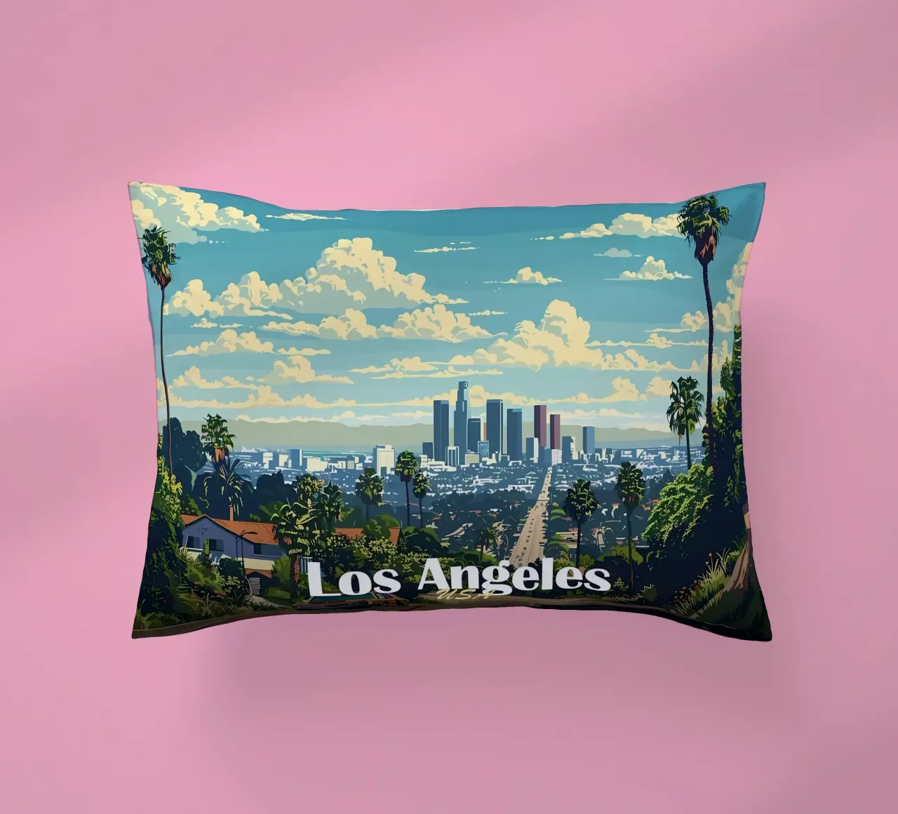 Skyline di Los Angeles cuscino da Ginnery