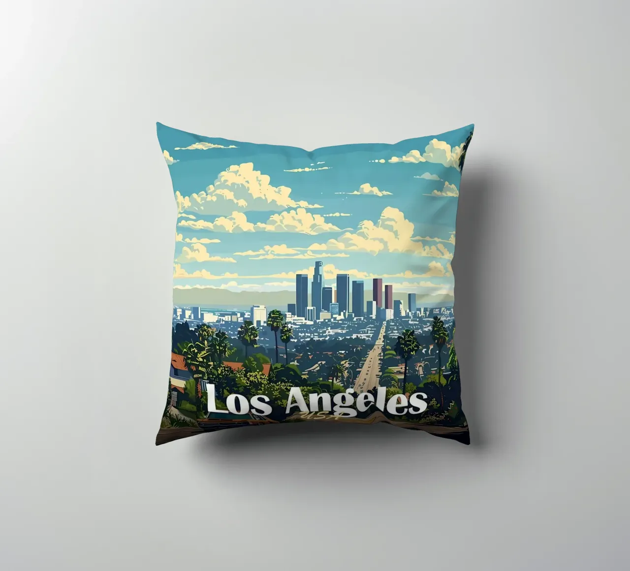 Skyline di Los Angeles cuscino da Ginnery
