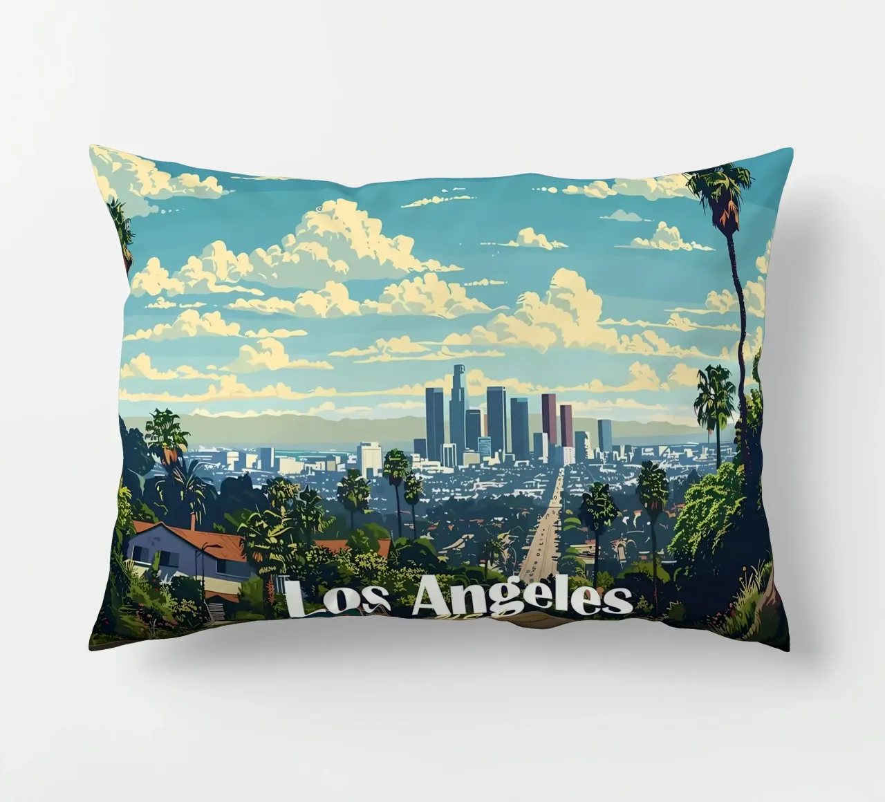 Skyline di Los Angeles cuscino da Ginnery