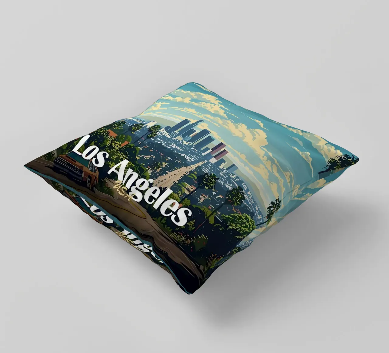 Skyline di Los Angeles cuscino da Ginnery