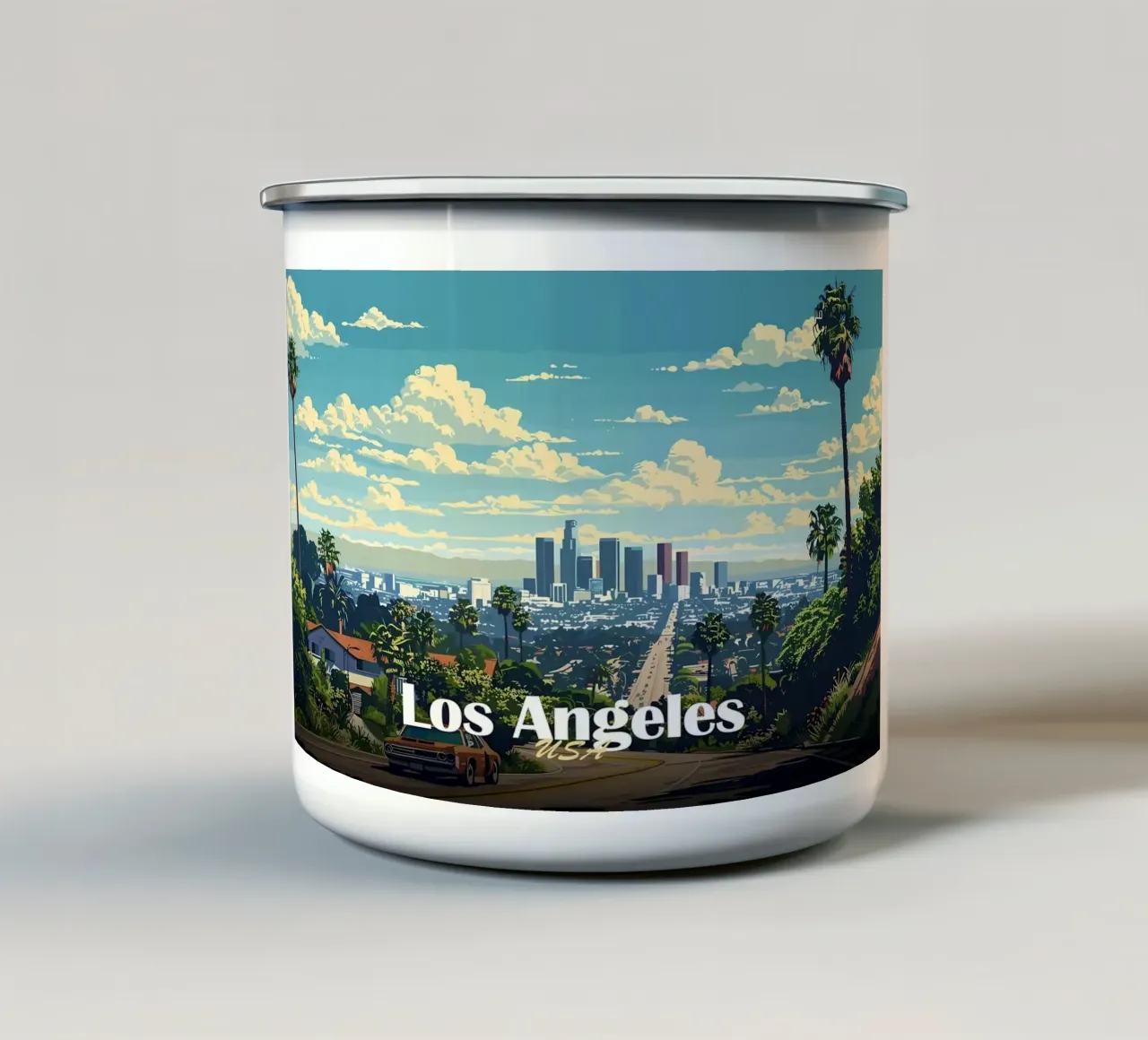 Skyline di Los Angeles tazza in smalto da Ginnery