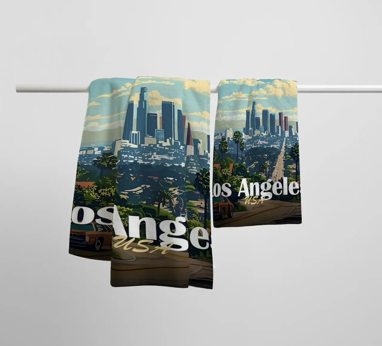Skyline di Los Angeles asciugamano da bagno da Ginnery