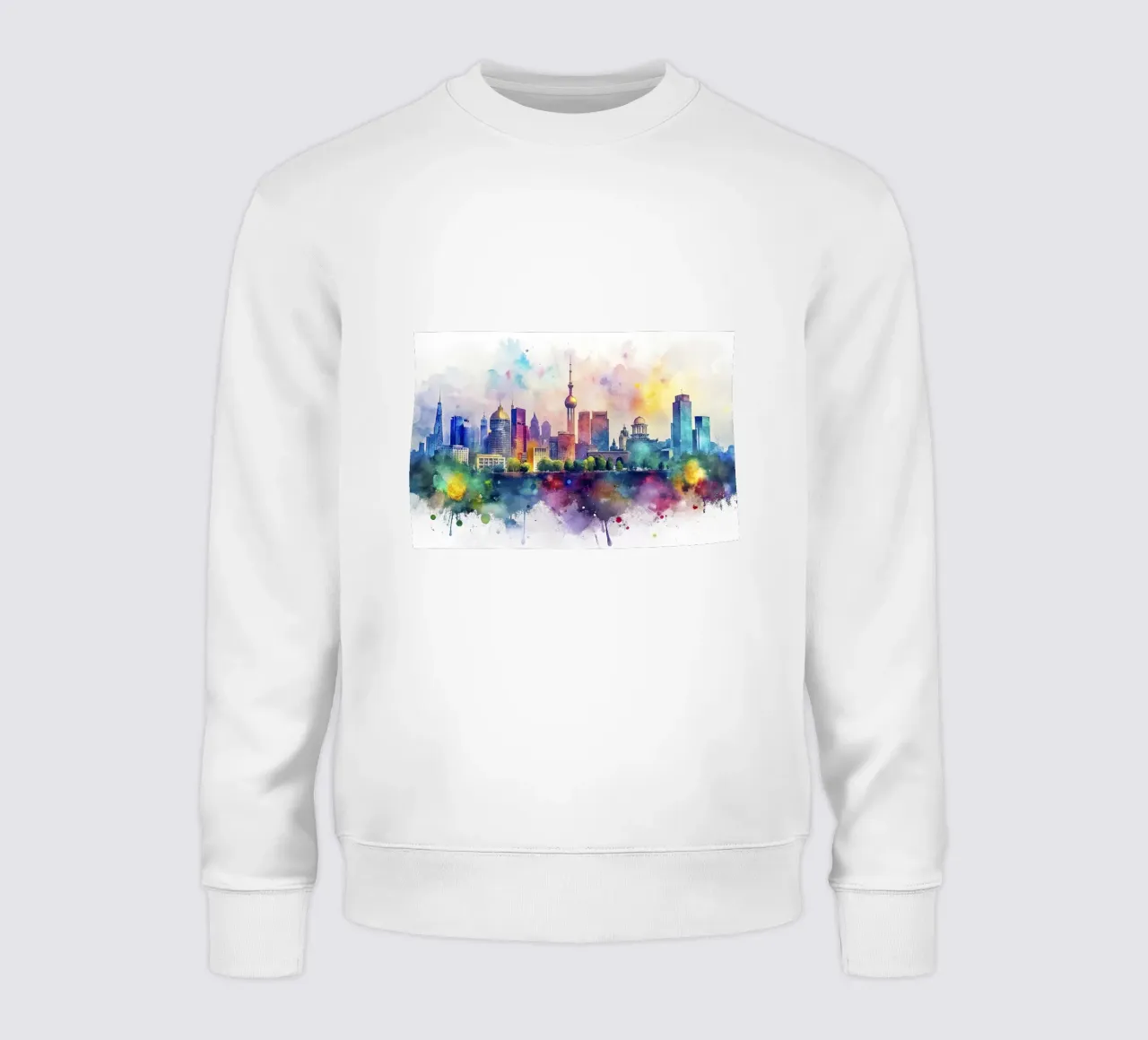 skyline di kyiv in acquerello felpa da 🎁 NOBELART