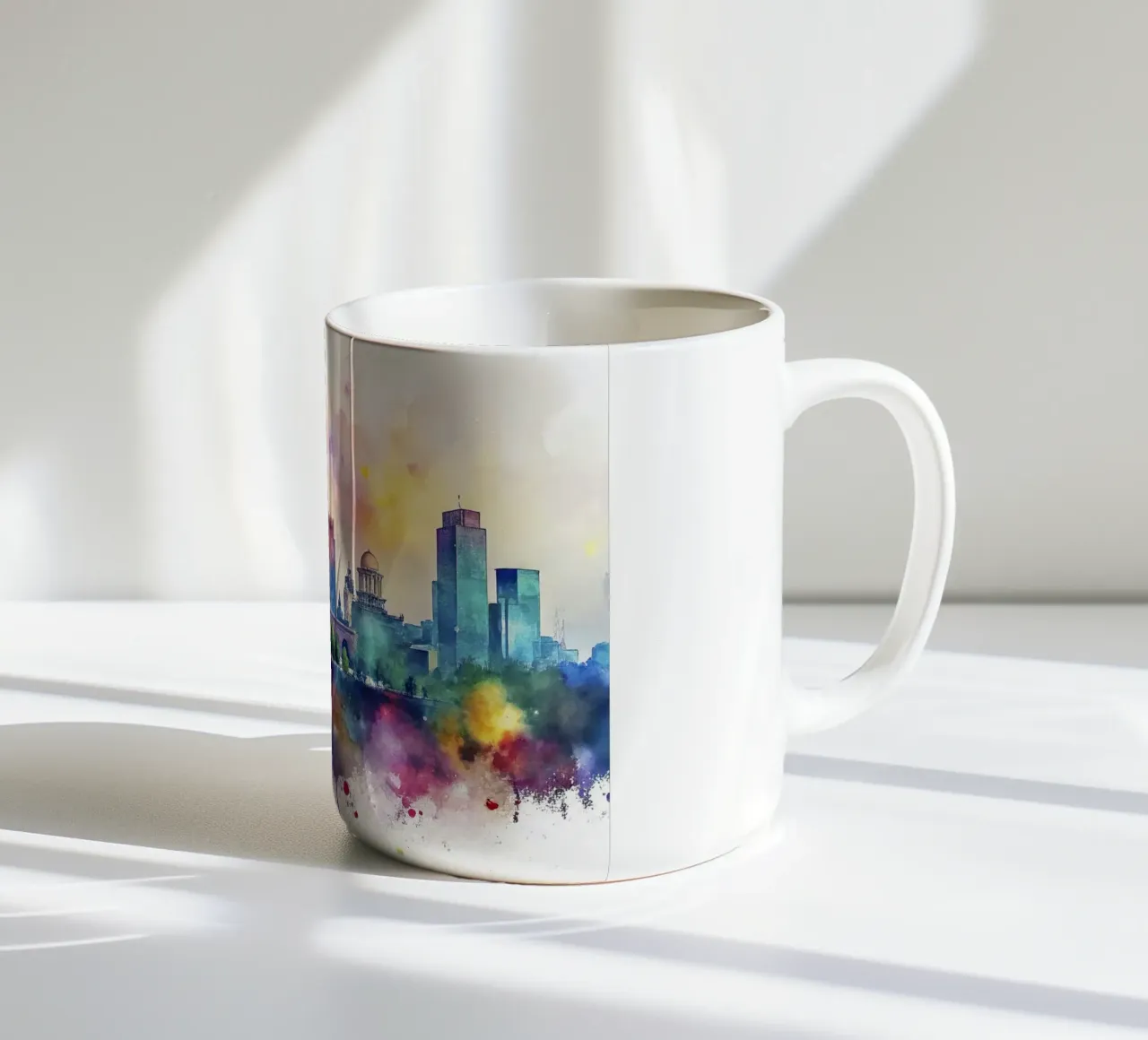 skyline di kyiv in acquerello tazza in ceramica da ARTVI-SHOP