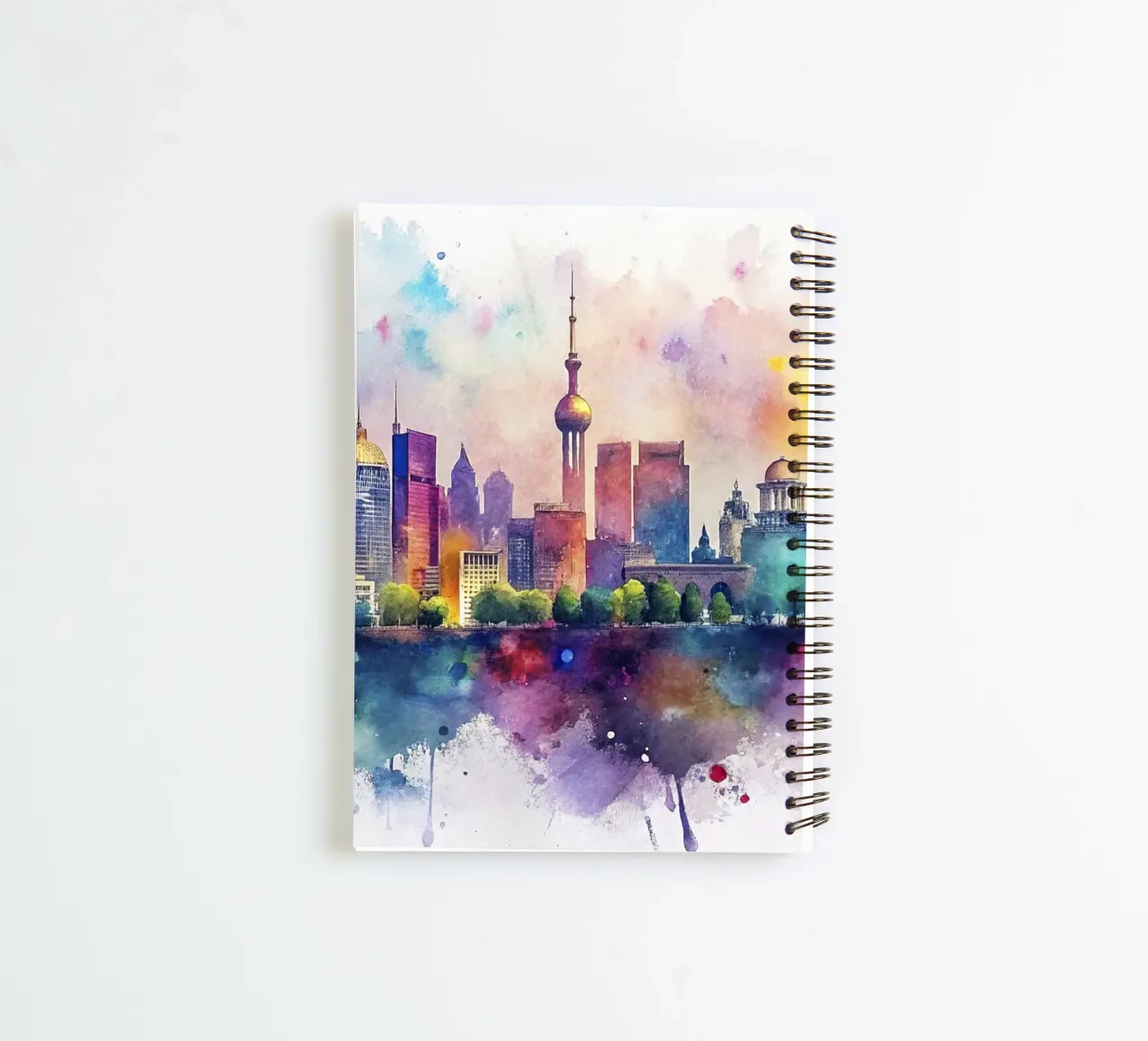 Ligne d'horizon de Kiev en aquarelle carnet à spirale de 🎁 ARTVI-SHOP