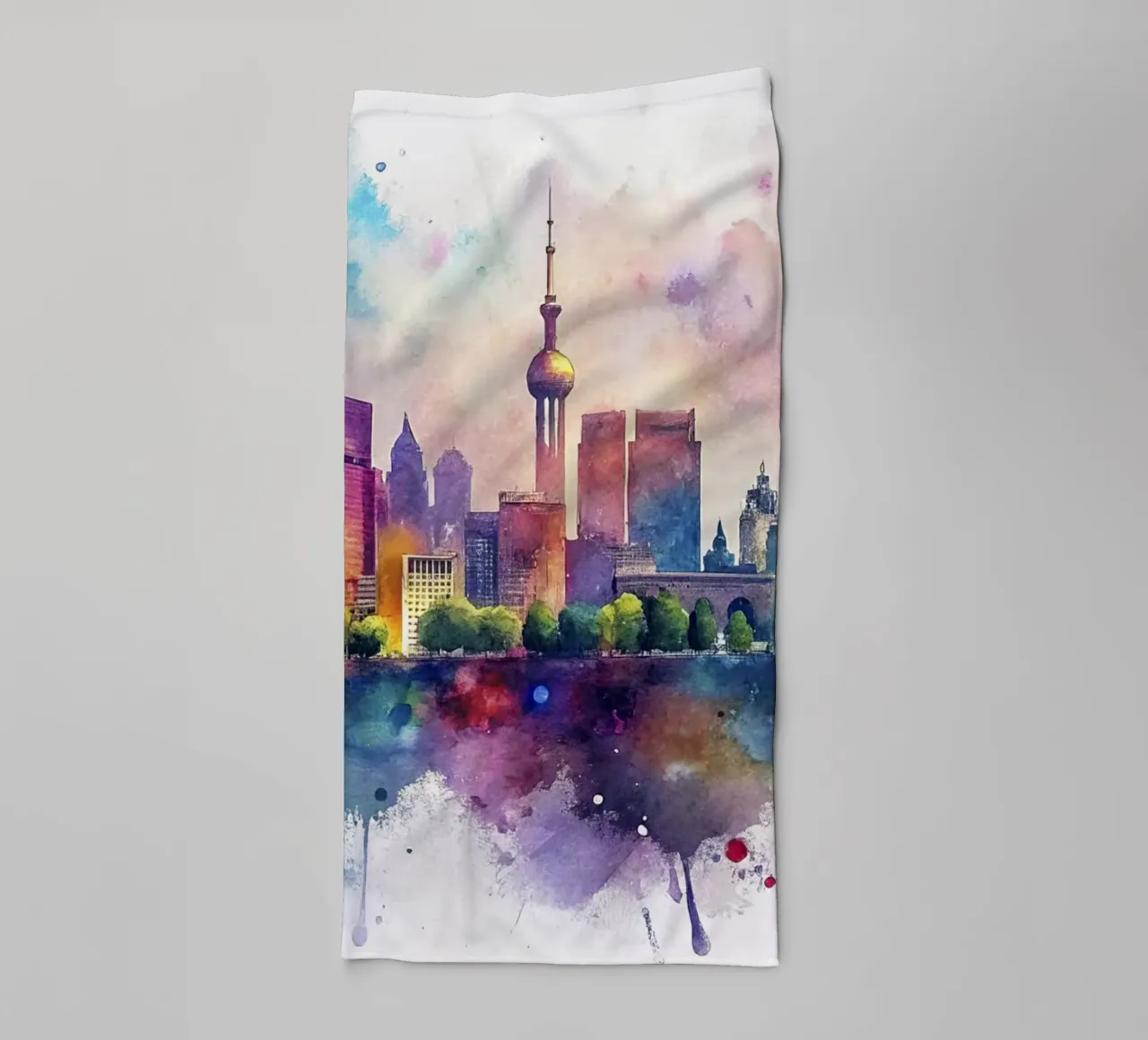 skyline di kyiv in acquerello asciugamano da bagno da ARTVI-SHOP