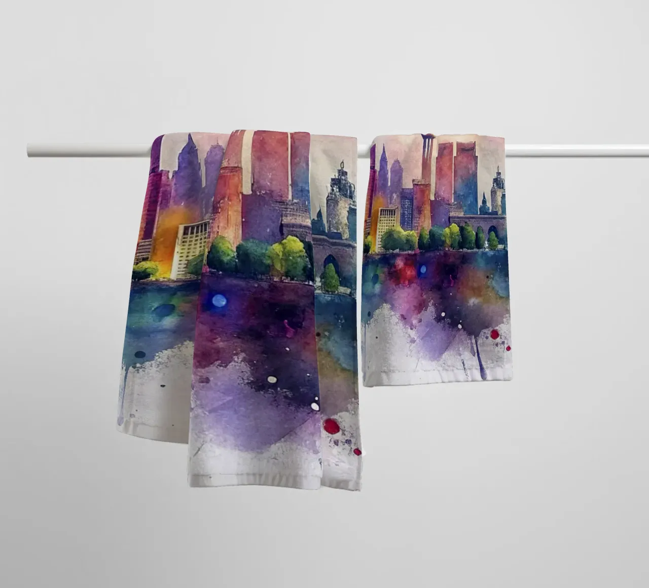 skyline di kyiv in acquerello asciugamano da bagno da ARTVI-SHOP