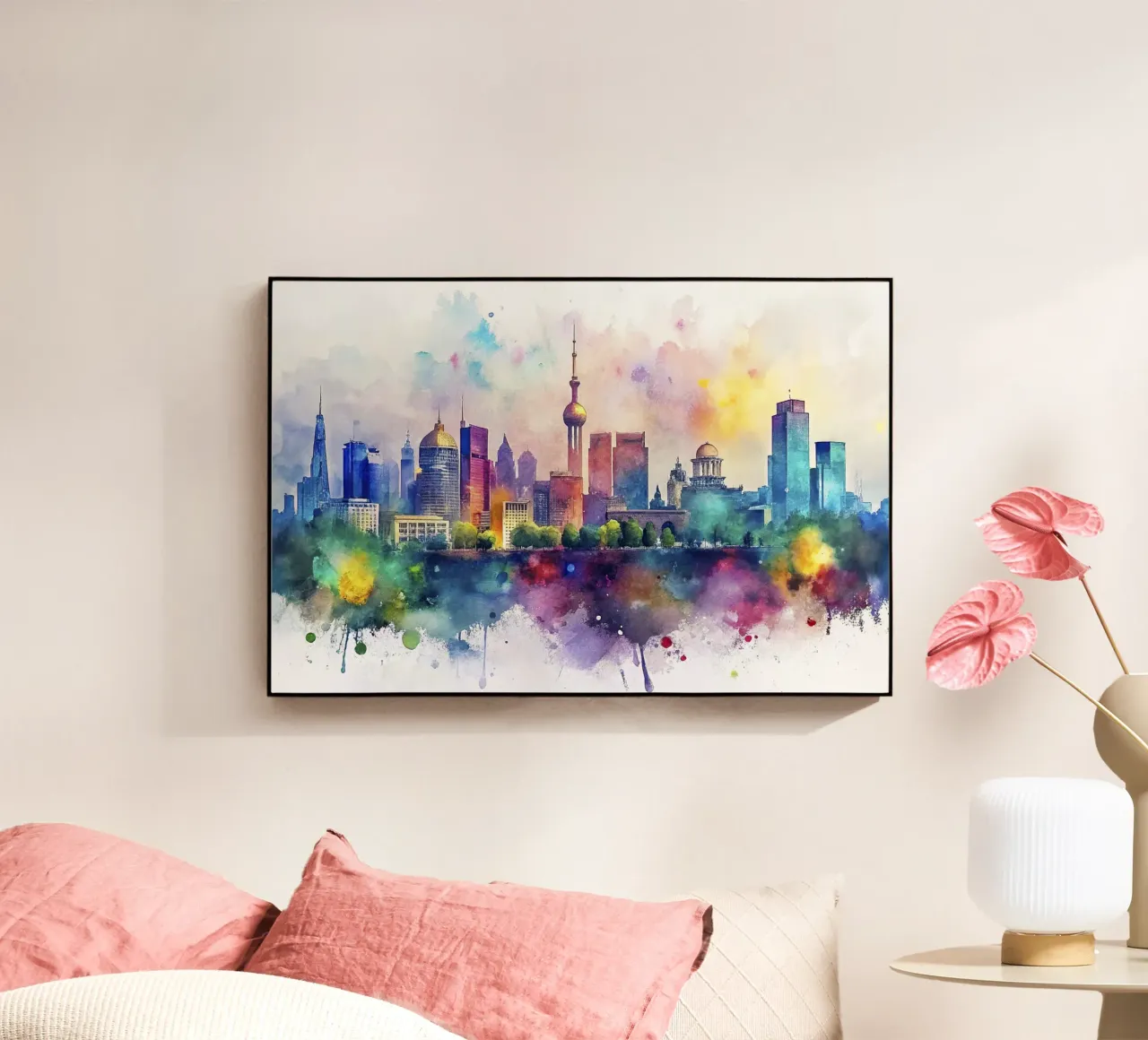 skyline di kyiv in acquerello plexiglass da ARTVI-SHOP