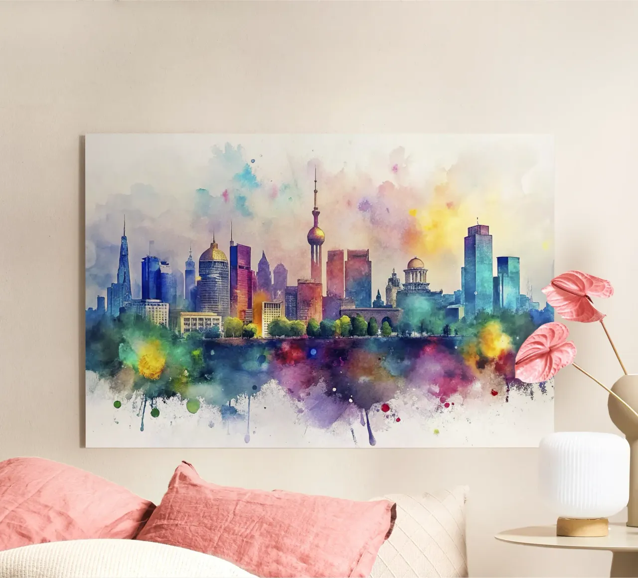 skyline di kyiv in acquerello plexiglass da ARTVI-SHOP