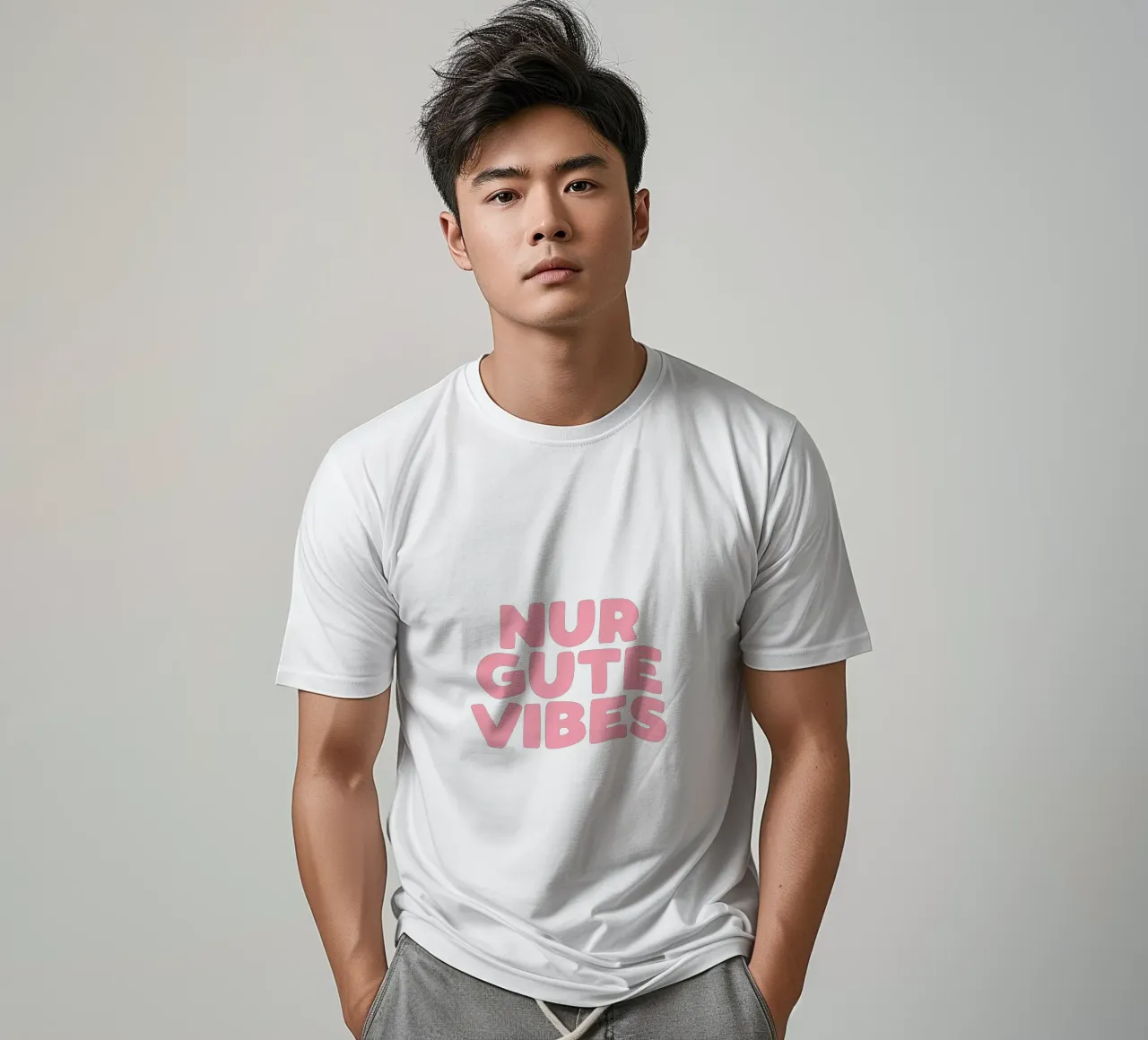 Only Good Vibes Vibrante Verde Rosa Design tipografico tedesco t-shirt da THE MOTIVATED TYPE