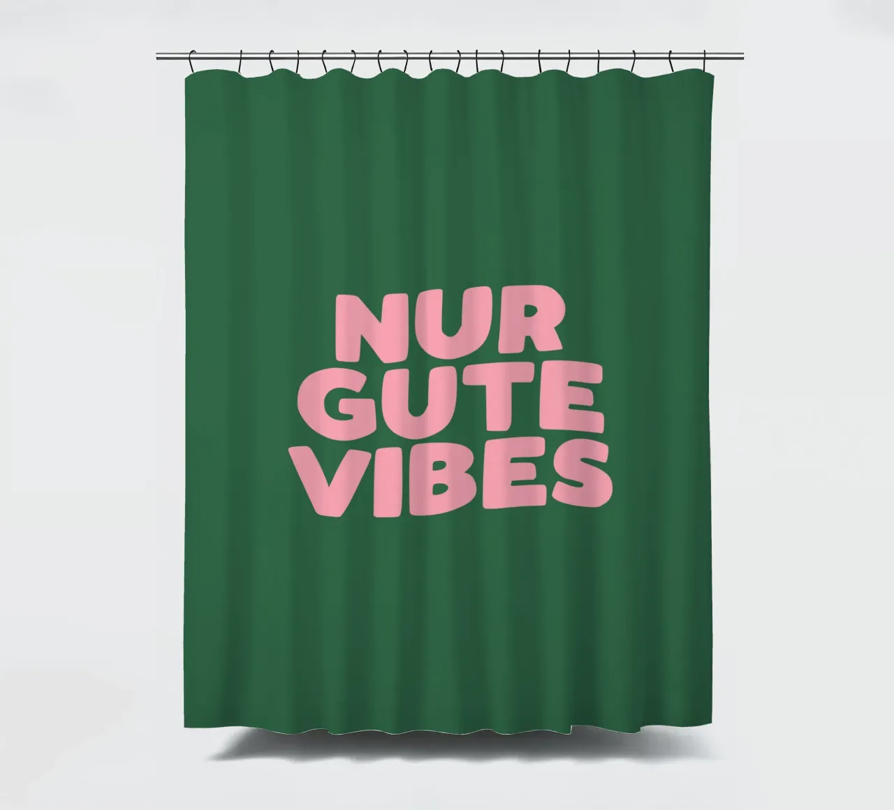 Only Good Vibes Vibrante Verde Rosa Design tipografico tedesco tenda da doccia da THE MOTIVATED TYPE