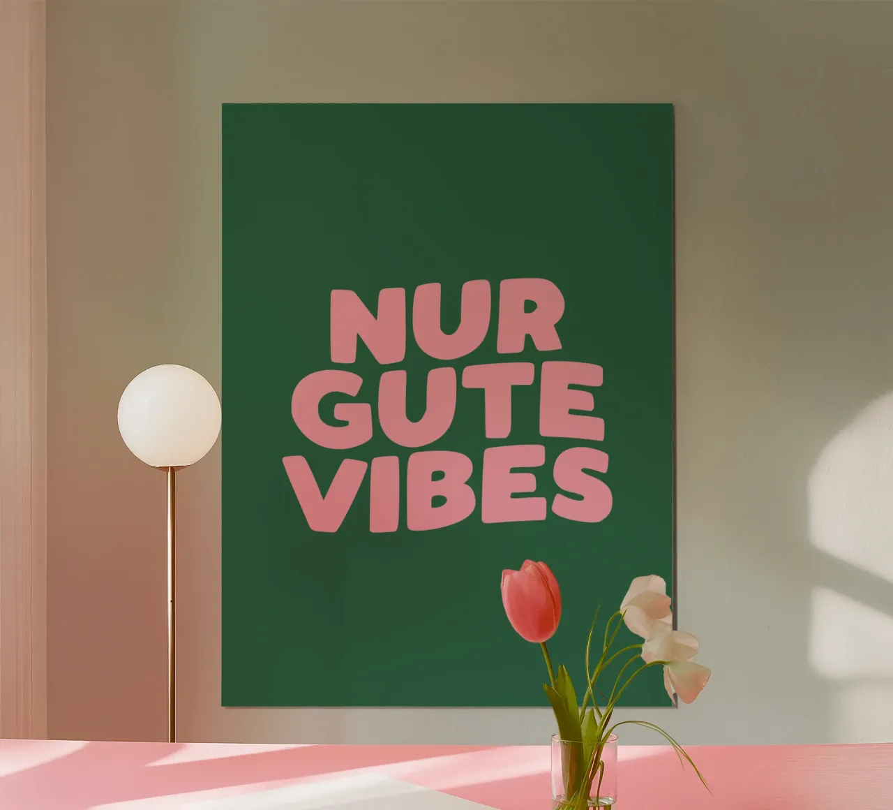 Only Good Vibes Vibrante Verde Rosa Design tipografico tedesco carta hahnemühle da THE MOTIVATED TYPE