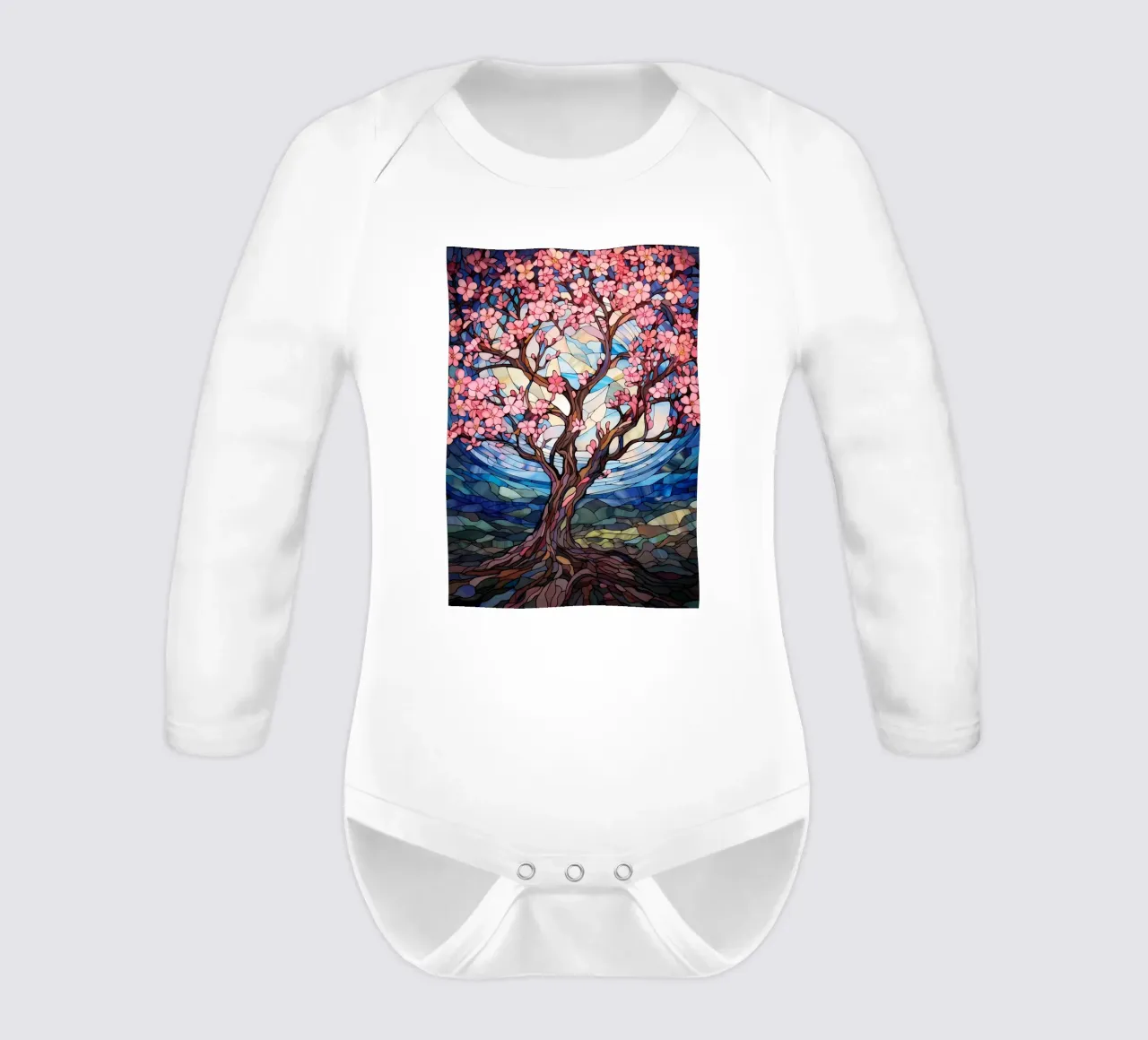 Japanese Sakura Bloom Art long-sleeve baby romper by Mikesell