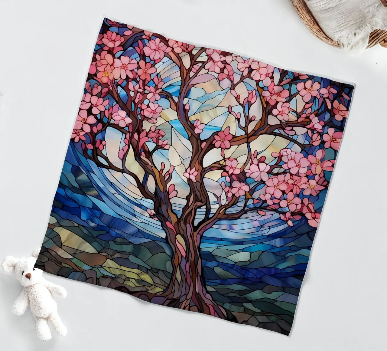 Arte del fiore di sakura giapponese coperta in pile da Mikesell