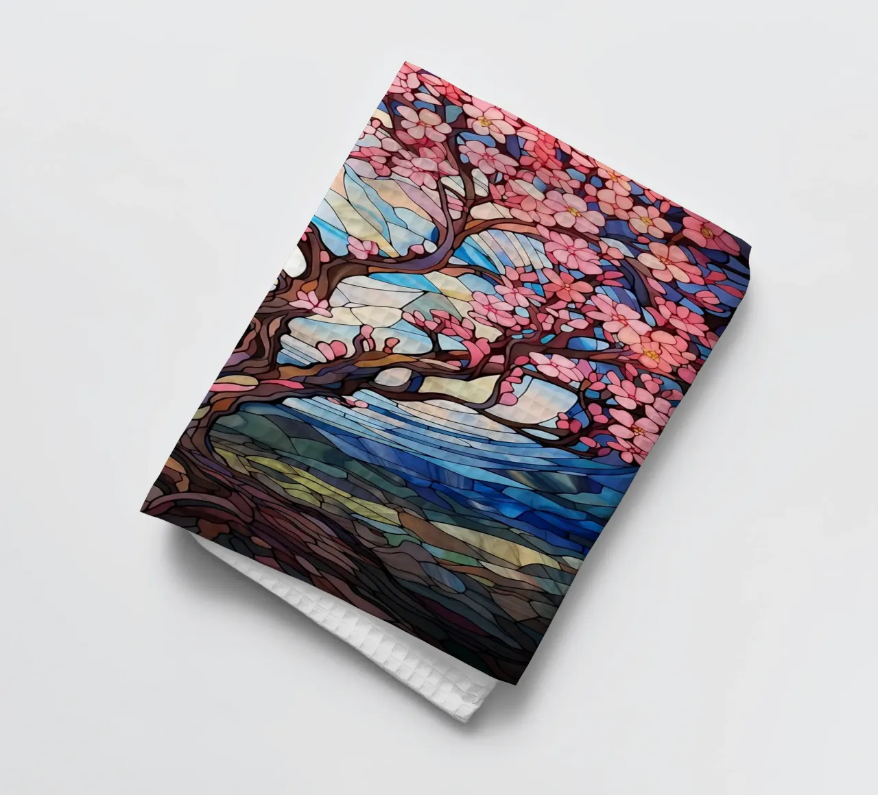 Japanese Sakura Bloom Art tea towel by Mikesell