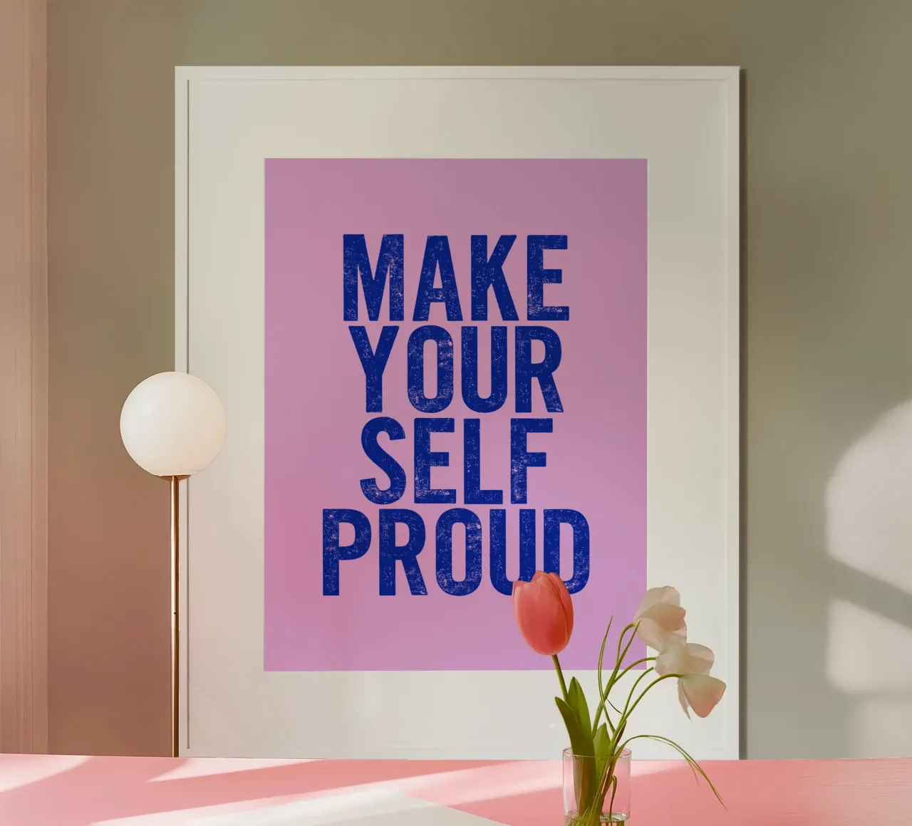 Make Yourself Prouding Design tipografico rosa navy carta hahnemühle da THE MOTIVATED TYPE